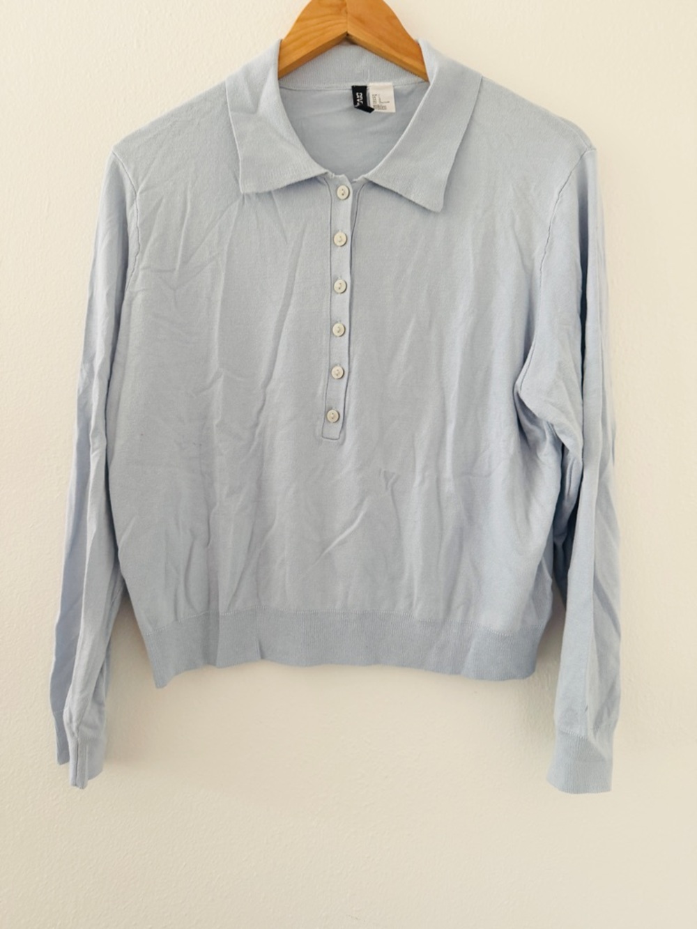 H&M Divided Long Sleeve Light Blue Polo Shirt